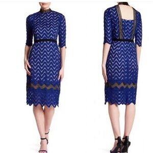 JAX Black Label Lace Knit Dress Royal Blue Women's Size 6